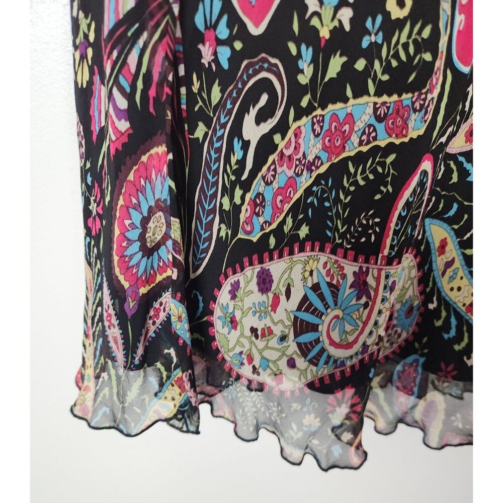 Vtg. ABS Collection Women's Sz. 8 Silk Paisley Midi Slip Dress - Picture 5 of 7